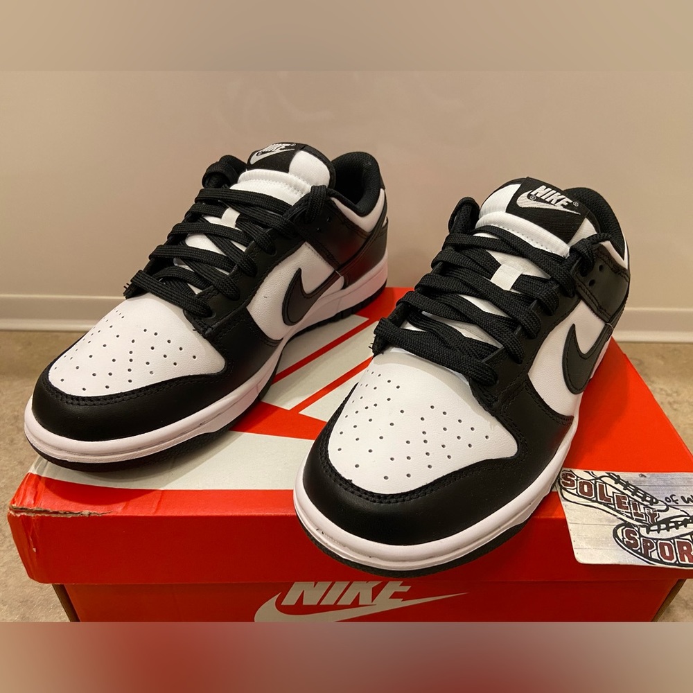New Nike Dunk Low Retro Panda Black White Oreo Leather Womens Size - Picture 2 of 12